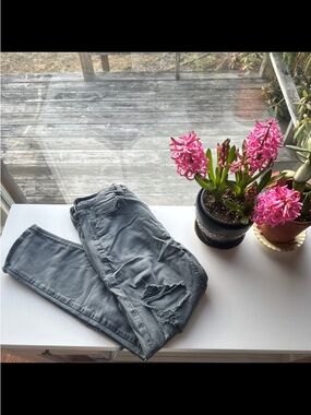 American Eagle Women's Distressed Gray Jeans - Casual Slim Fit